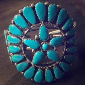 Vintage turquoise and silver Navajo bracelet